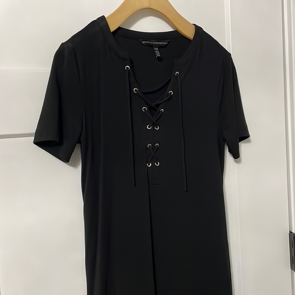 Black XXS WHBM grommet lace up sneaker dress casual cotton summer dress